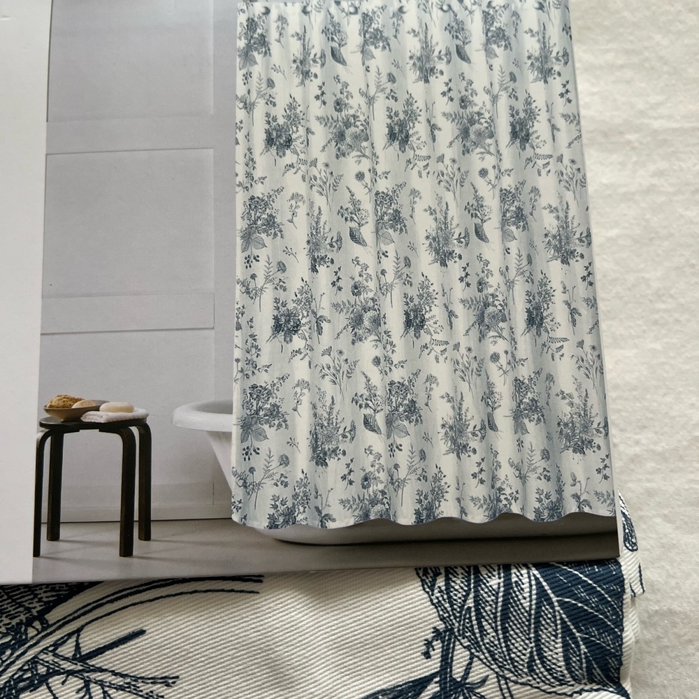 Blue and White Elegant Shower Curtain